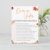 OVER ODER UNTER Baby Shower Spiel ein wenig Pumpki Einladung (Stehend Vorderseite)