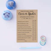 Over oder unter rustikaler Brautparty-Spielkarte Flyer (Einzeln)