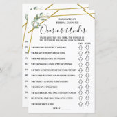 Over or Under Brautparty Englisch Spanisch (Vorne/Hinten)