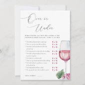 Over or Under Vino before Vows Bridal Shower Game Einladung (Vorderseite)