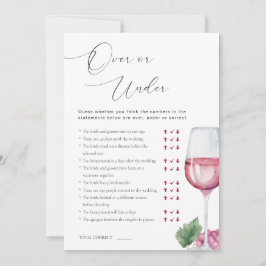 Over or Under Vino before Vows Bridal Shower Game Einladung