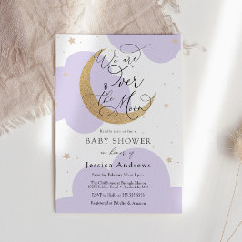 Over the Gold Moon Purple Baby Shower invitation Einladung