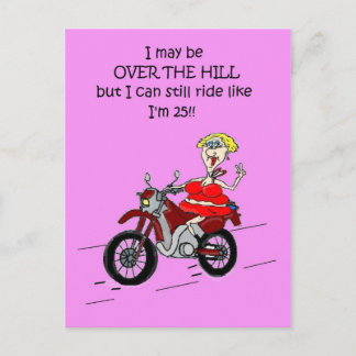 OVER THE HILL HOT MAMA BIKER POST CARD POSTKARTE