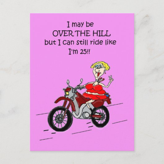 OVER THE HILL HOT MAMA BIKER POST CARD POSTKARTE (Vorderseite)