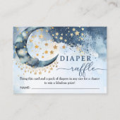 Over The Moon Baby Shower Boy Blue Diaper Raffle  Begleitkarte (Vorderseite)