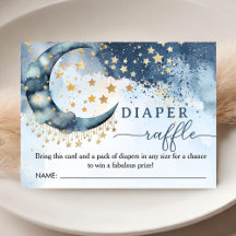 Over The Moon Baby Shower Boy Blue Diaper Raffle 