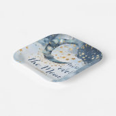 Over The Moon Baby Shower Boy Blue Paper Plate Pappteller (Gewinkelt)