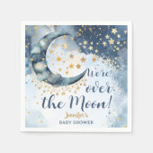 Over The Moon Baby Shower Boy Blue Twinkle Stars Serviette (Vorderseite)