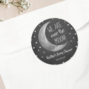Over The Moon Baby Shower Classic Round Sticker