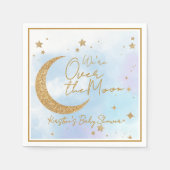 Over the Moon Baby Shower Cocktail Napkin Serviette (Vorderseite)