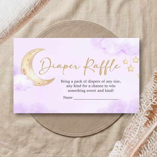 Over the Moon Baby Shower Diaper Raffle Begleitkarte