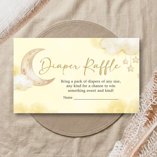 Over the Moon Baby Shower Diaper Raffle Begleitkarte