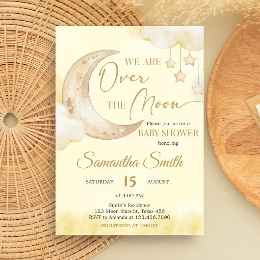 Over the Moon Baby Shower  Einladung