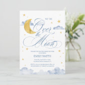 Over The Moon Baby Shower Einladung (Stehend Vorderseite)