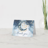 Over The Moon Baby Shower Folded Thank You Card Dankeskarte (Vorderseite)