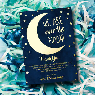 Over The Moon Babyparty-Dankeschön Echt Folieneinladung