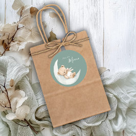 Over the Moon Bear Baby Shower Runder Aufkleber