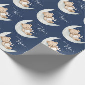 Over the Moon Bear Blue Baby Shower Geschenkpapier (Ecke)