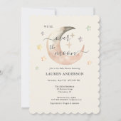 Over The Moon Boho Celestial Baby shower Einladung (Vorderseite)