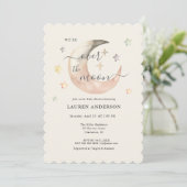 Over The Moon Boho Celestial Baby shower Einladung (Stehend Vorderseite)