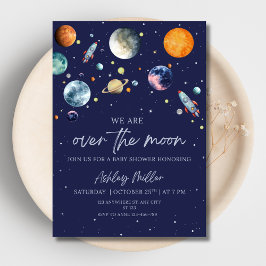 Over The Moon Boy Baby Shower Invite, Outer Space Folieneinladung