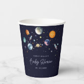 Over The Moon Boy Baby Shower Invite, Space Galaxy Pappbecher (Vorderseite)