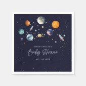 Over The Moon Boy Baby Shower Invite, Space Galaxy Serviette (Vorderseite)