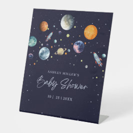 Over The Moon Boy Baby Shower Invite, Space Galaxy Sockelschild