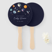 Over The Moon Boy Baby Shower Party Space Galaxy Fächer (Vorne und Hinten)