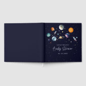 Over The Moon Boy Baby Shower Party Space Galaxy Gästebuch (Voll)