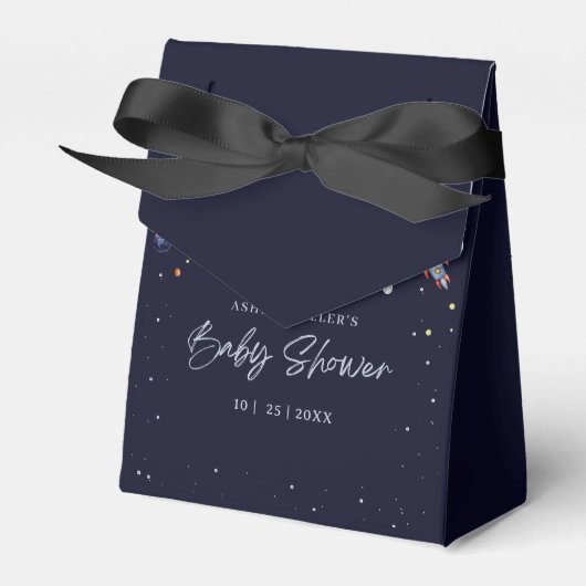 Over The Moon Boy Baby Shower Party Space Galaxy Geschenkschachtel (Vorderseite)