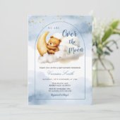 Over The Moon Boy Girl Baby Shower Invitation Einladung (Stehend Vorderseite)