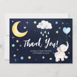 Over The Moon Elephant Baby Shower Thank You Card Dankeskarte