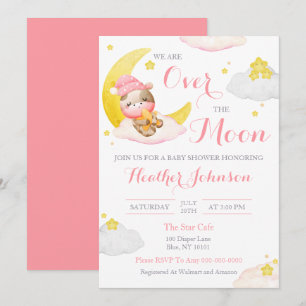 Over The Moon Girl Kuh Baby Shower Einladung