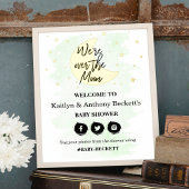 Over The Moon | Neutral Baby Shower Welcome Sign Foliendrucke