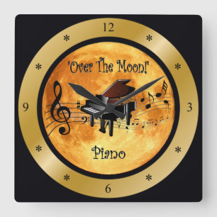 "Over the Moon"~ Piano ~ Musical Scale ~ * ~ Quadratische Wanduhr