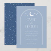 Over the Moon Sky Blue Baby Shower Invitation Einladung (Vorne/Hinten)