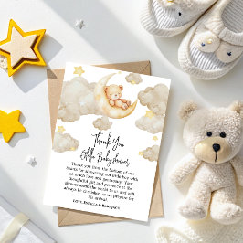 Over The Moon  stars Teddy Bear Baby Shower Dankeskarte
