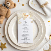 Over The Moon Teddy Bear Baby Shower Menu Card Menükarte