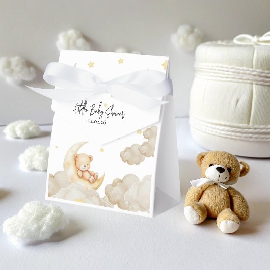 Over The Moon Teddy Bear  Stars Baby Shower Geschenkschachtel