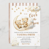 Over The Moon Twin Baby Shower Invitation Einladung (Vorne/Hinten)
