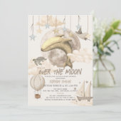 Over the Moon Whale Boho Baby Shower Einladung (Stehend Vorderseite)