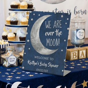 Over The Moon Willkommensschild für Baby Shower Sockelschild