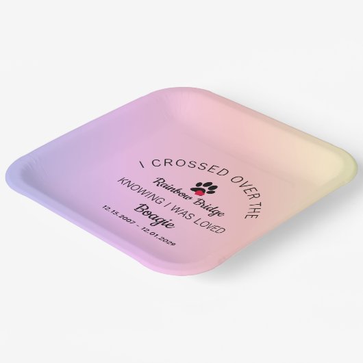 Over The Rainbow Bridge Custom Pet Memorial Pappteller (Gewinkelt)