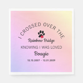 Over The Rainbow Bridge Custom Pet Memorial Serviette