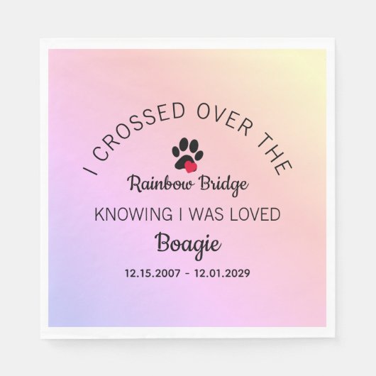 Over The Rainbow Bridge Custom Pet Memorial Serviette (Vorderseite)