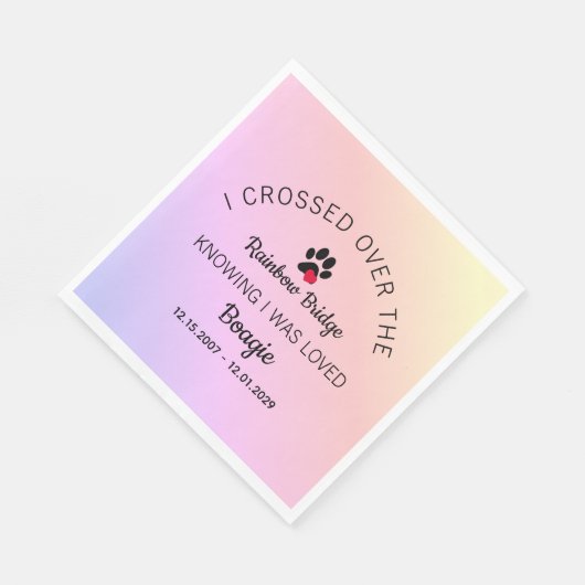 Over The Rainbow Bridge Custom Pet Memorial Serviette (Ecke)