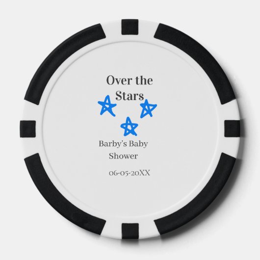 Over the Stars blue gray baby shower name date ele Pokerchips (Vorderseite)