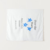 Over the Stars blue gray baby shower name date ele Wandteppich (Vorderseite (Horizontal))