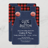 Overalls und Flannel Niedlich als Button Baby Dusc Einladung (Vorne/Hinten)